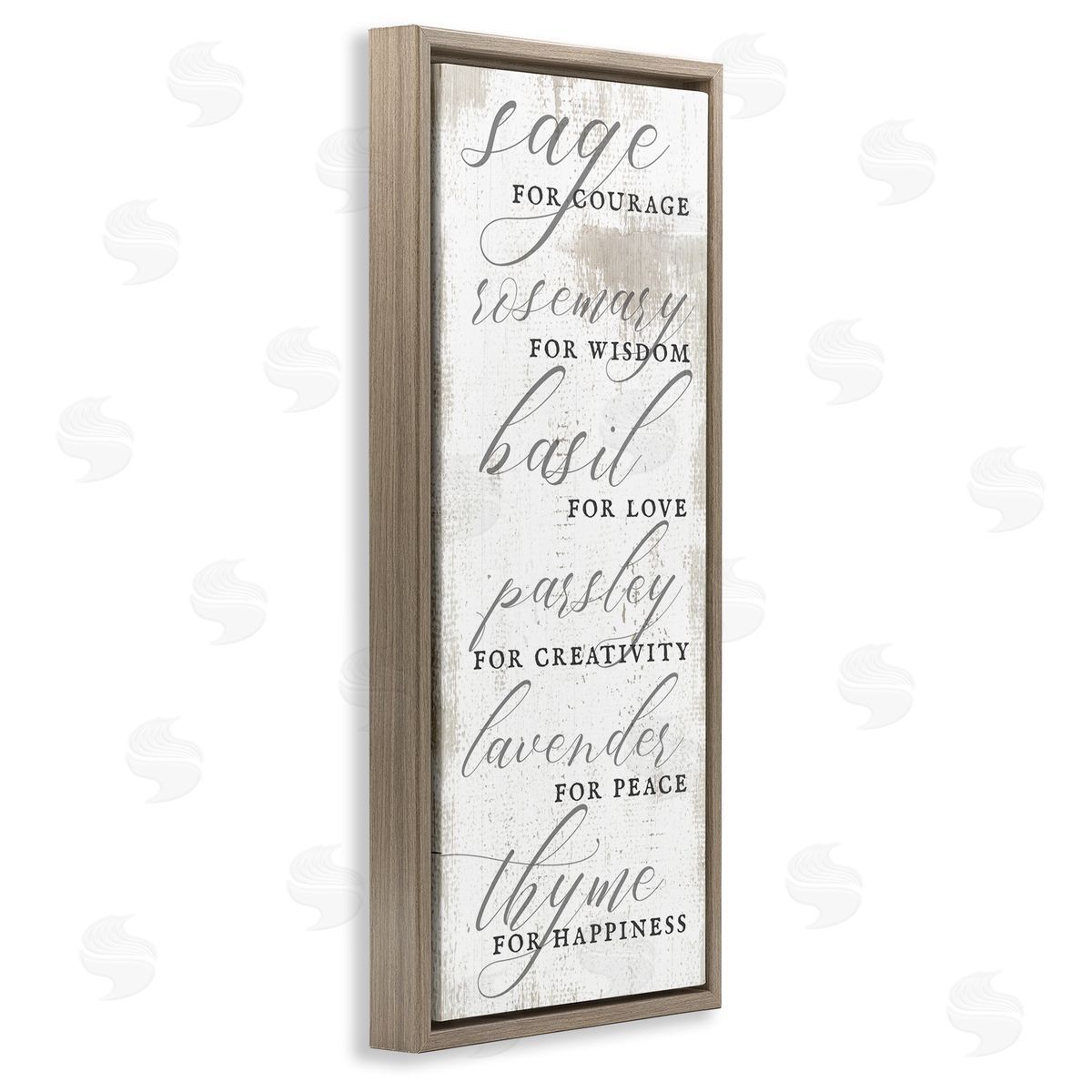 Sage Basil Thyme Sentimental Phrases Brown Floating Frame Canvas Wall Art, Home Decor by Stupell Studio