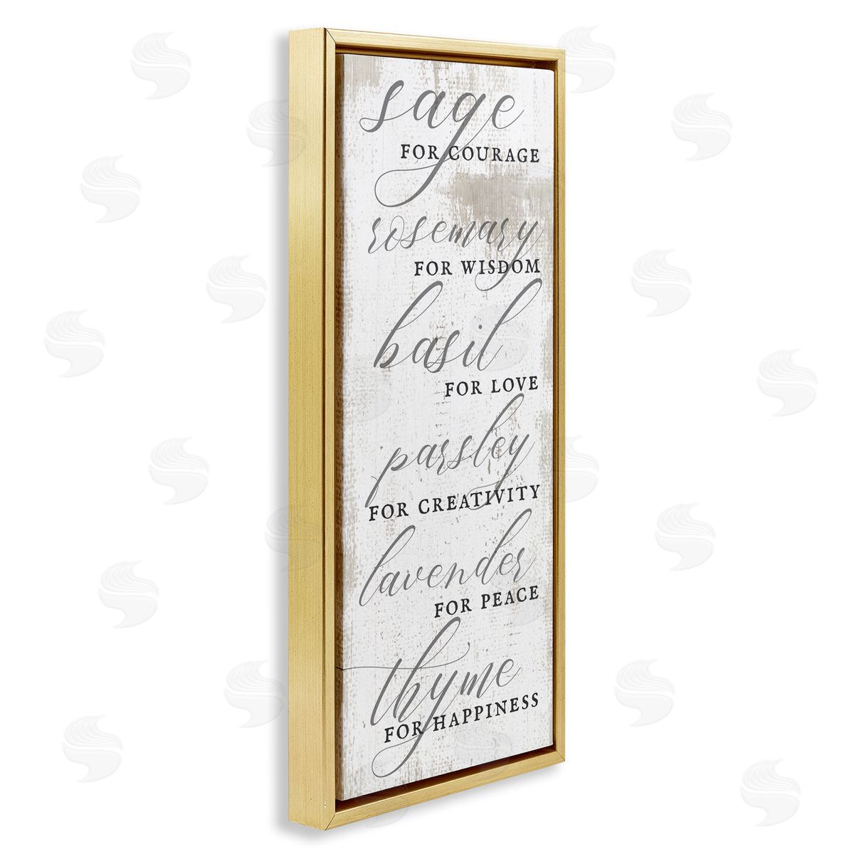 Sage Basil Thyme Sentimental Phrases Gold Floating Frame Canvas Wall Art, Home Decor by Stupell Studio