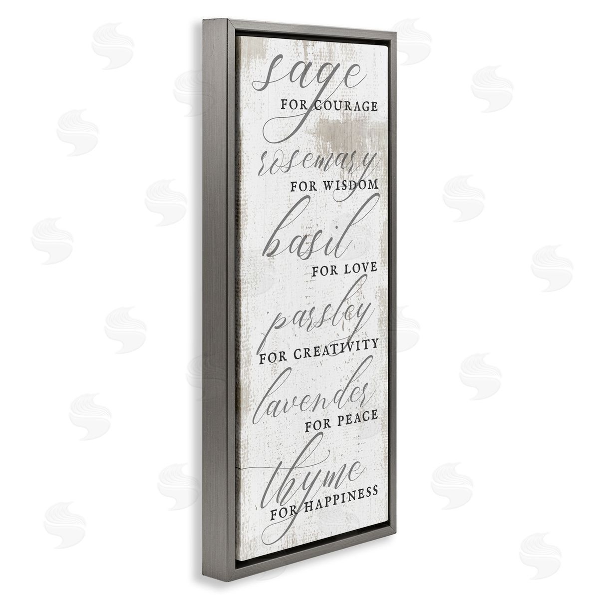 Sage Basil Thyme Sentimental Phrases Grey Floating Frame Canvas Wall Art, Home Decor by Stupell Studio