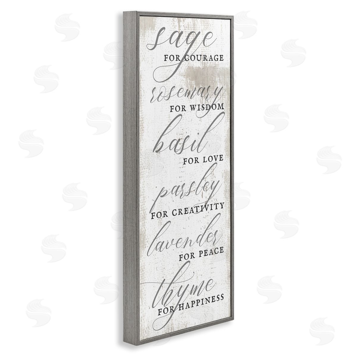 Sage Basil Thyme Sentimental Phrases Grey Frame Print Wall Art, Home Decor by Stupell Studio