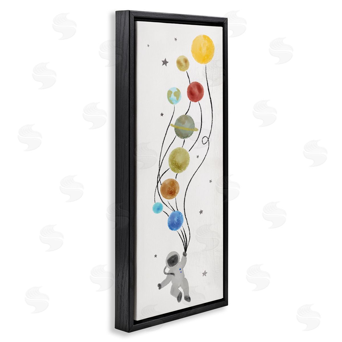Whimsical Astronaut Floating Balloon Black Floating Frame Canvas Wall Art, Home Decor by Stupell Studio
