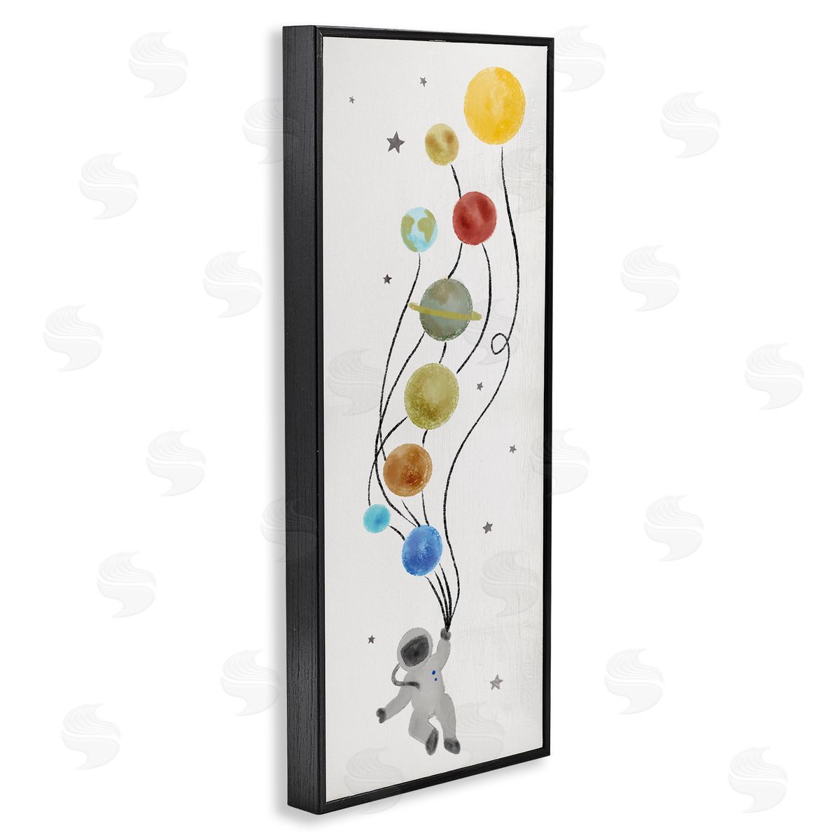 Whimsical Astronaut Floating Balloon Black Frame Print Wall Art, Home Decor by Stupell Studio