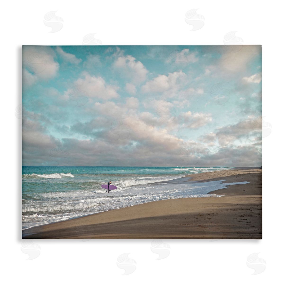 Brooke T. Ryan Crashing Waves on Beach Surfer Purple Board