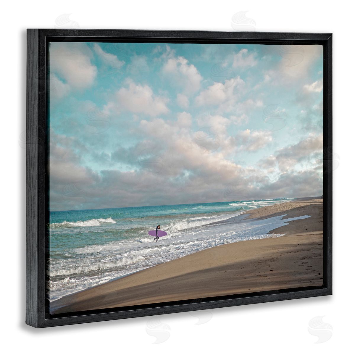 Brooke T. Ryan Crashing Waves on Beach Surfer Purple Board