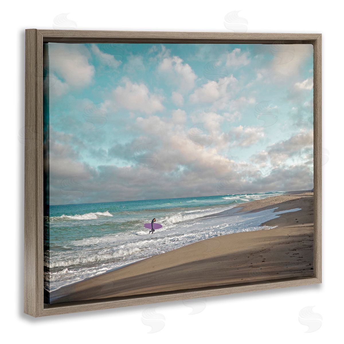 Brooke T. Ryan Crashing Waves on Beach Surfer Purple Board