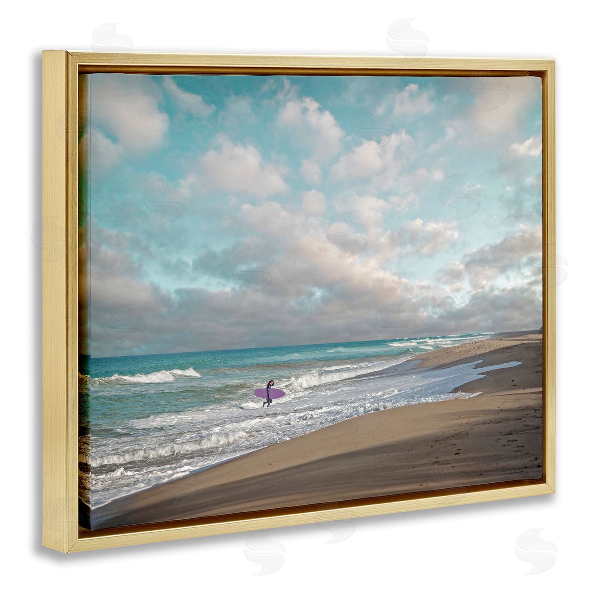 Brooke T. Ryan Crashing Waves on Beach Surfer Purple Board