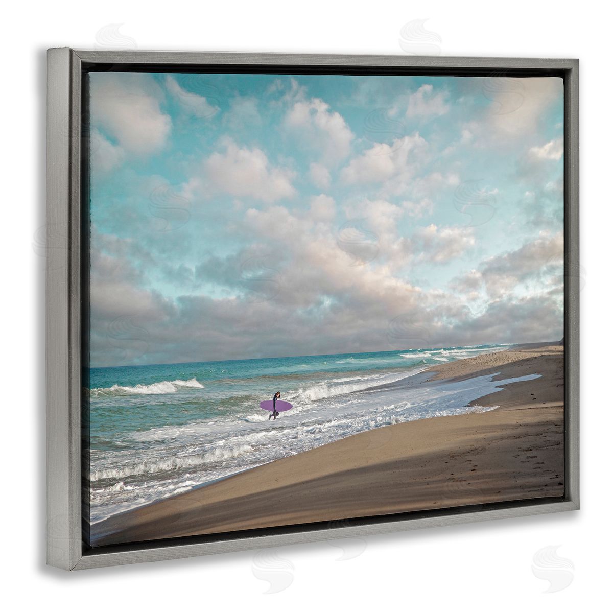 Brooke T. Ryan Crashing Waves on Beach Surfer Purple Board