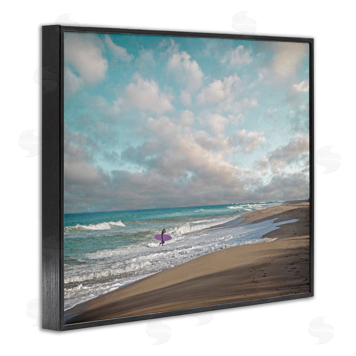 Brooke T. Ryan Crashing Waves on Beach Surfer Purple Board