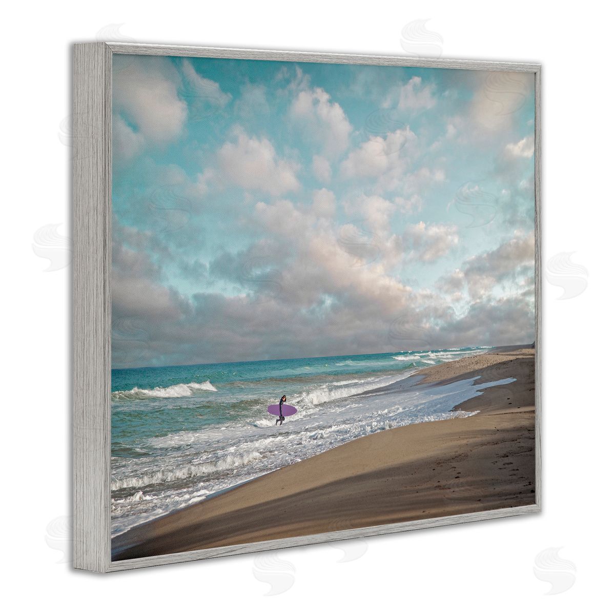 Brooke T. Ryan Crashing Waves on Beach Surfer Purple Board