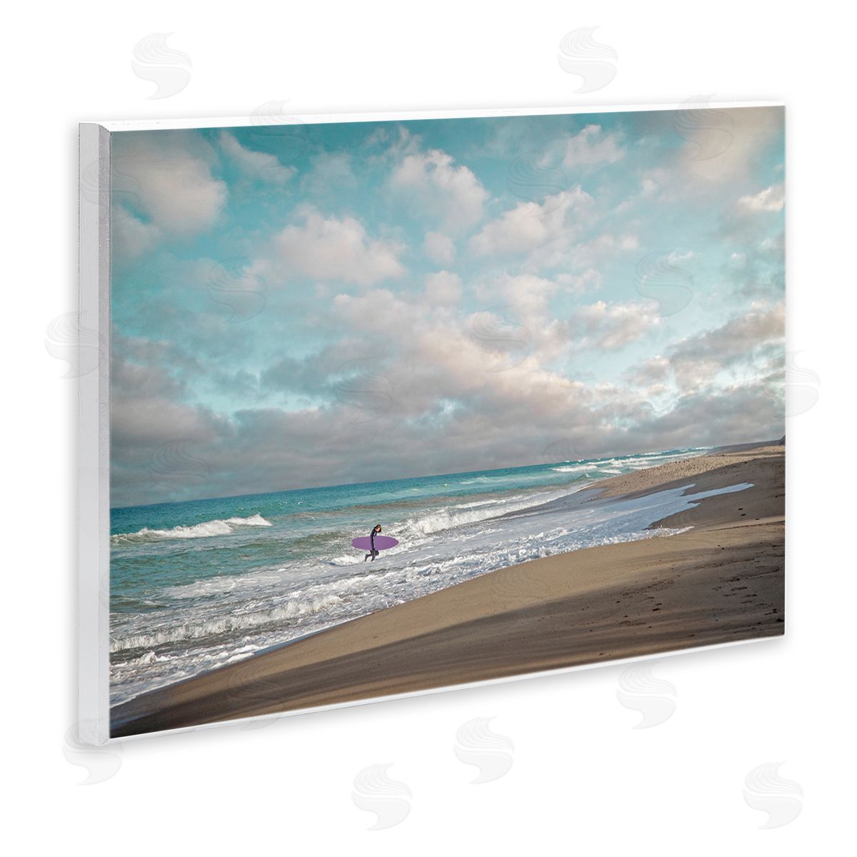 Brooke T. Ryan Crashing Waves on Beach Surfer Purple Board