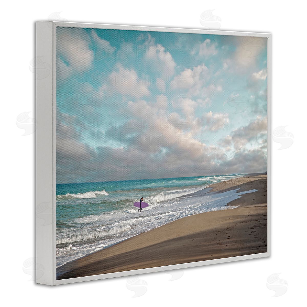 Brooke T. Ryan Crashing Waves on Beach Surfer Purple Board