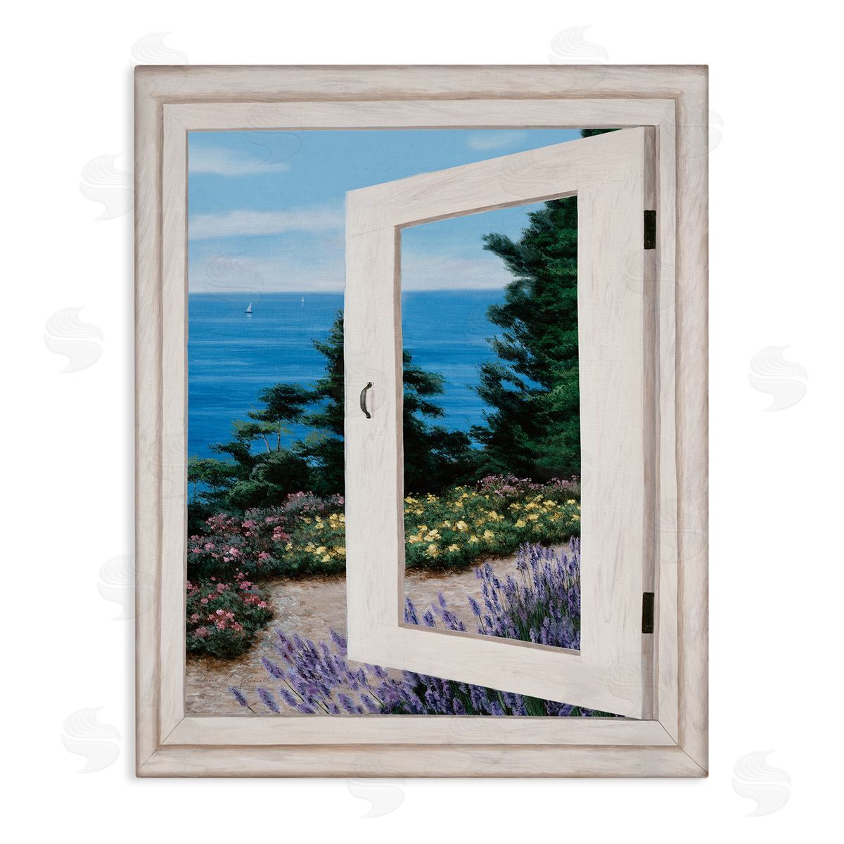 Diane Romanello Coastal View fr_sideom Window Distant Boats on Ocean