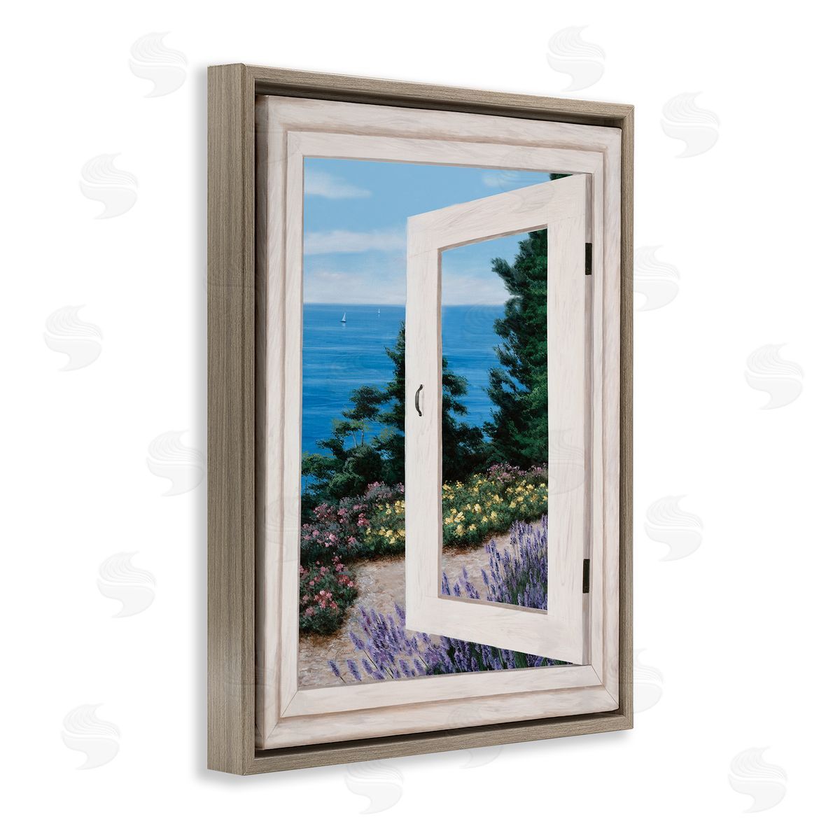 Diane Romanello Coastal View fr_sideom Window Distant Boats on Ocean