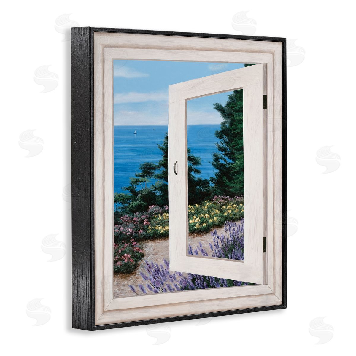 Diane Romanello Coastal View fr_sideom Window Distant Boats on Ocean