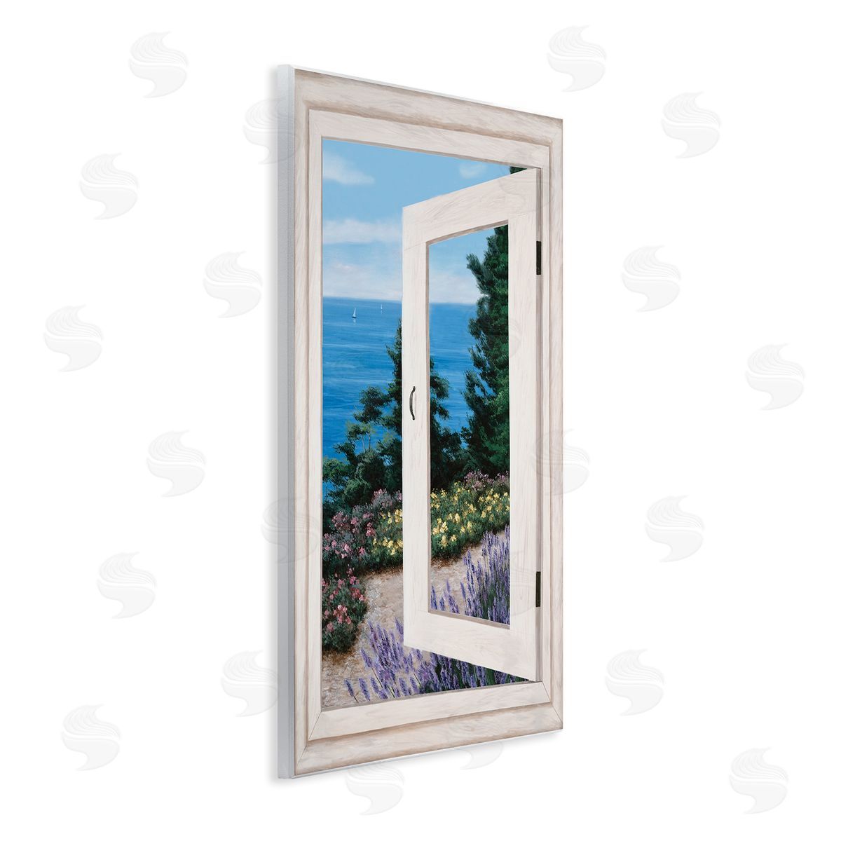 Diane Romanello Coastal View fr_sideom Window Distant Boats on Ocean