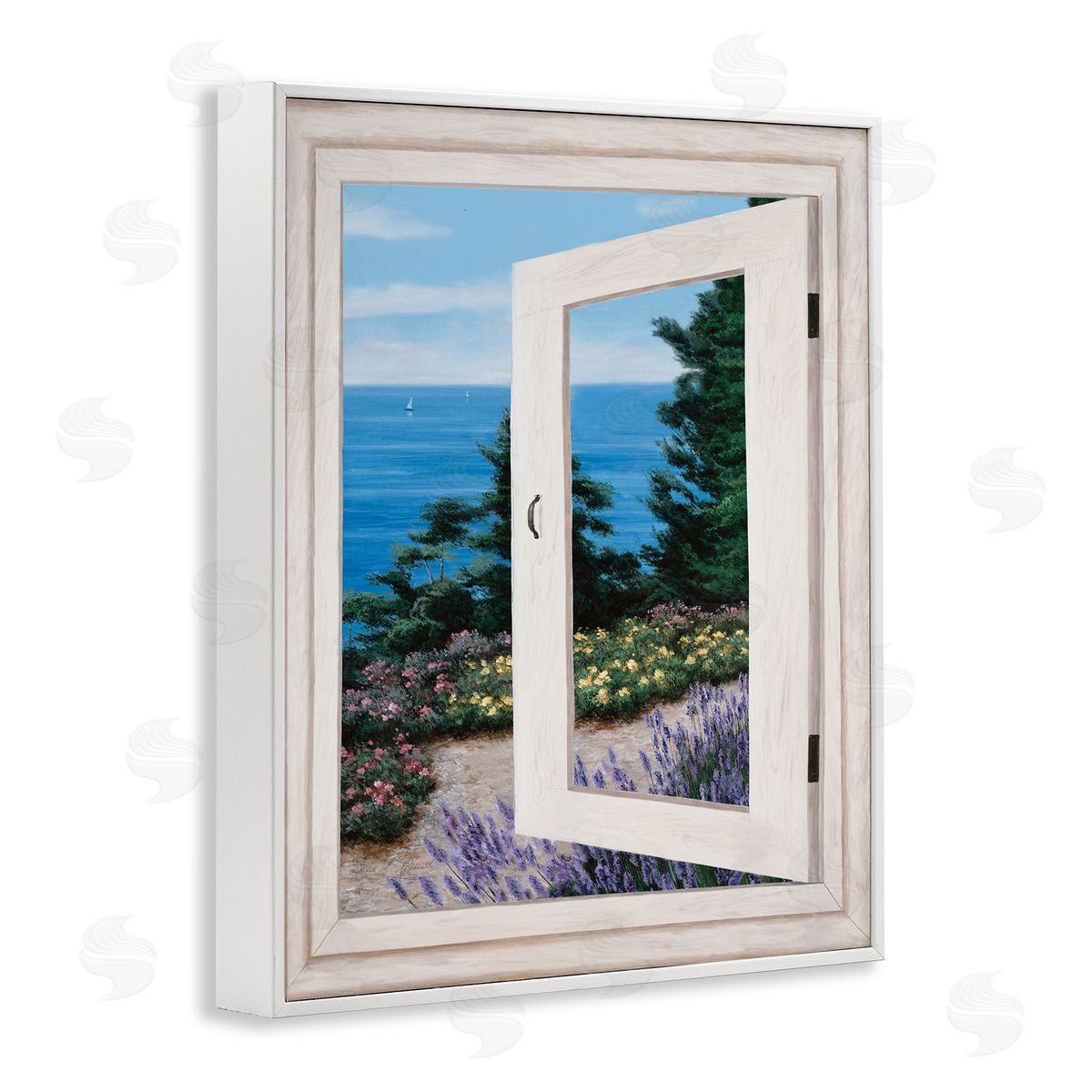 Diane Romanello Coastal View fr_sideom Window Distant Boats on Ocean