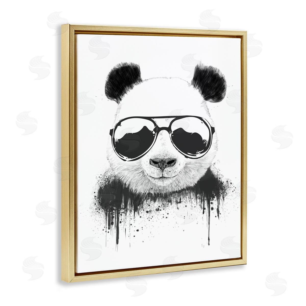 Balazs Solti Cool Panda Sunglasses Black And White Paint Drip