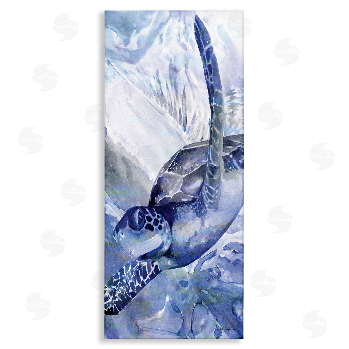 Sea Turtle Swimming In Ocean Canvas Wall Art, Home Decor by Stellar Design Studio