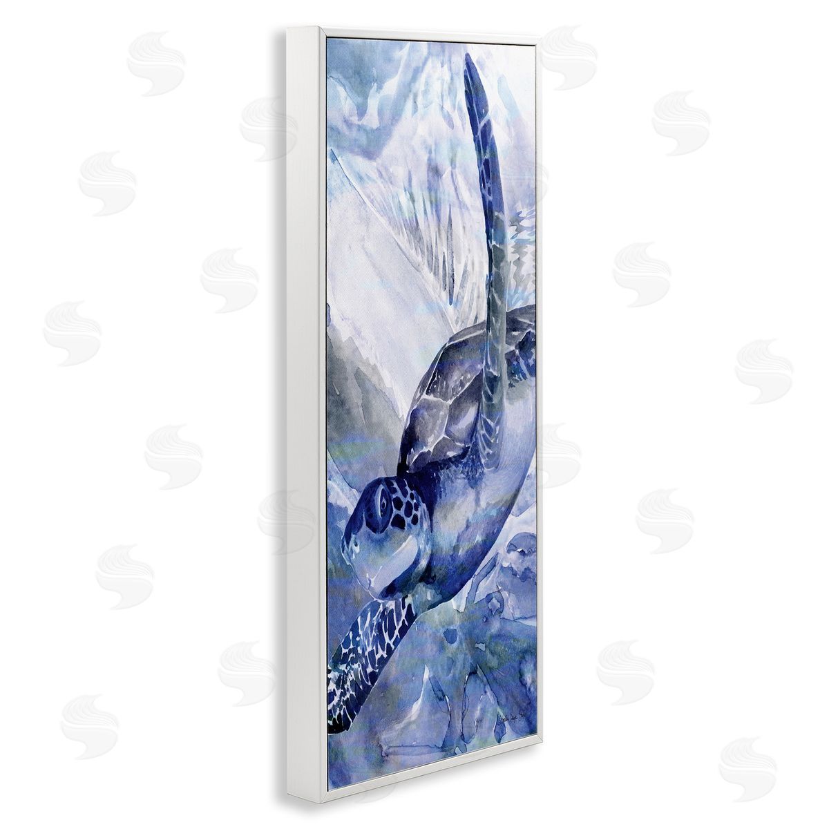 Sea Turtle Swimming In Ocean White Frame Print Wall Art, Home Decor by Stellar Design Studio