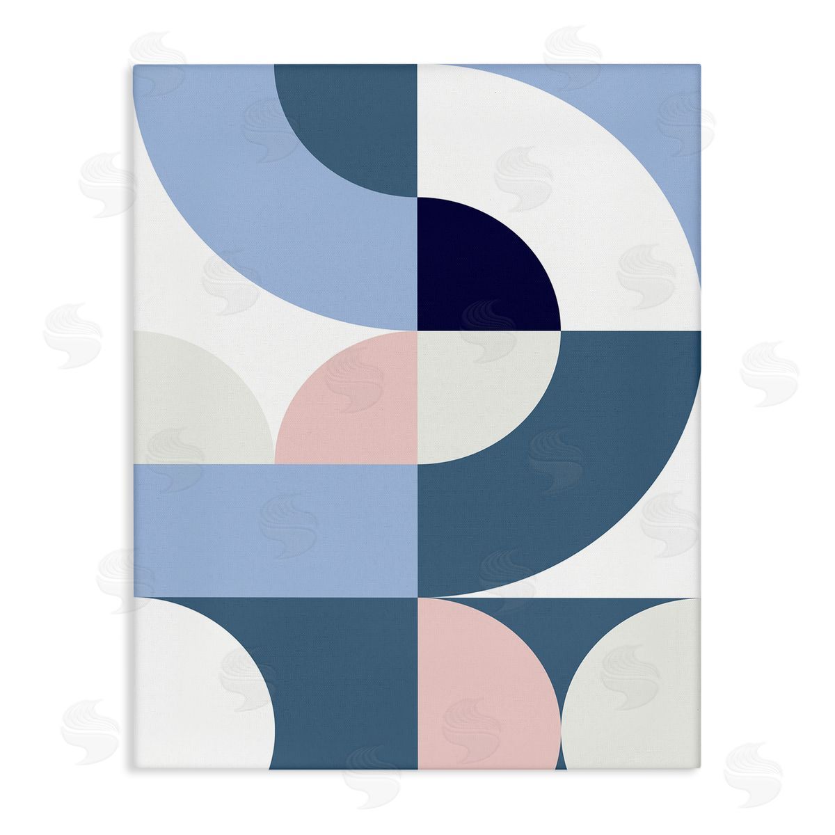 Seven Trees Design Collage of Abstract Curves Blue Pink Beige