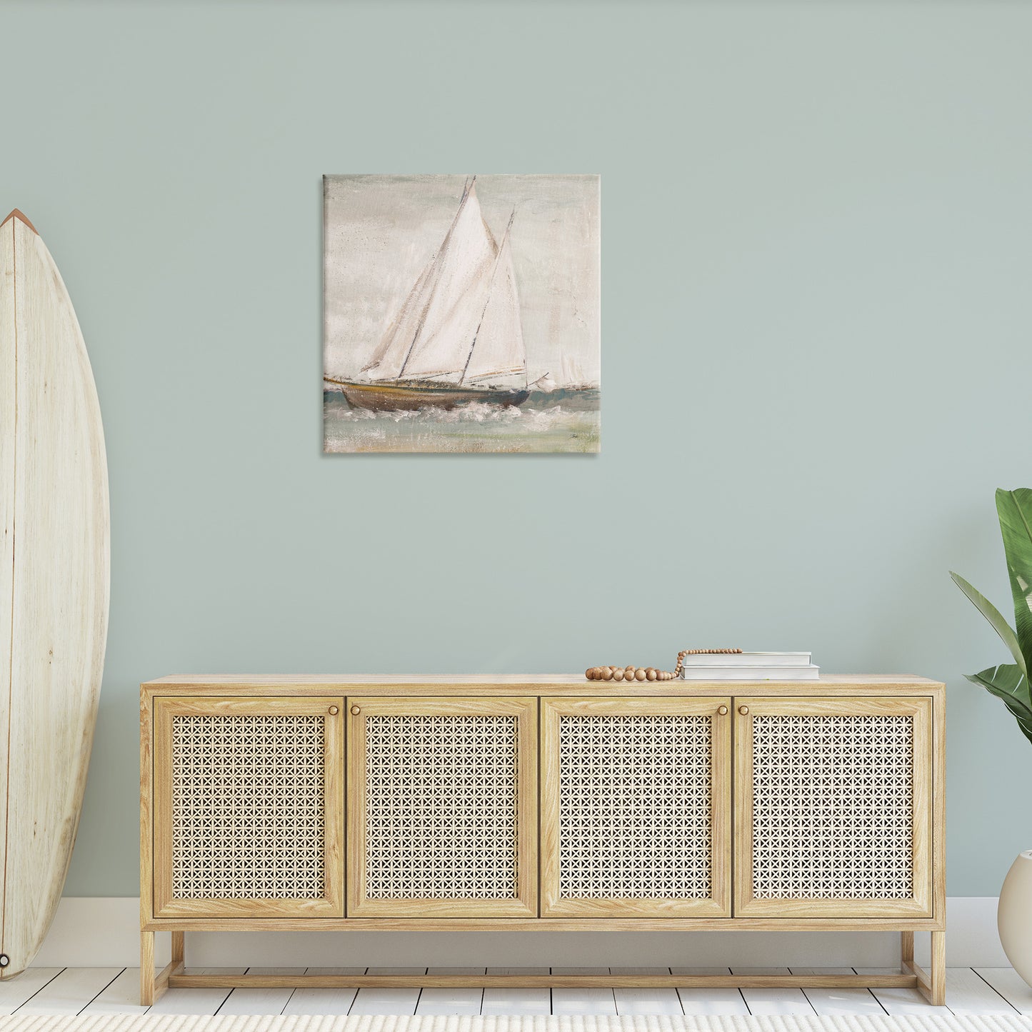 Traditional Sailboat at Sea Canvas Wall Art in Room, Home Decor by Patricia Pinto