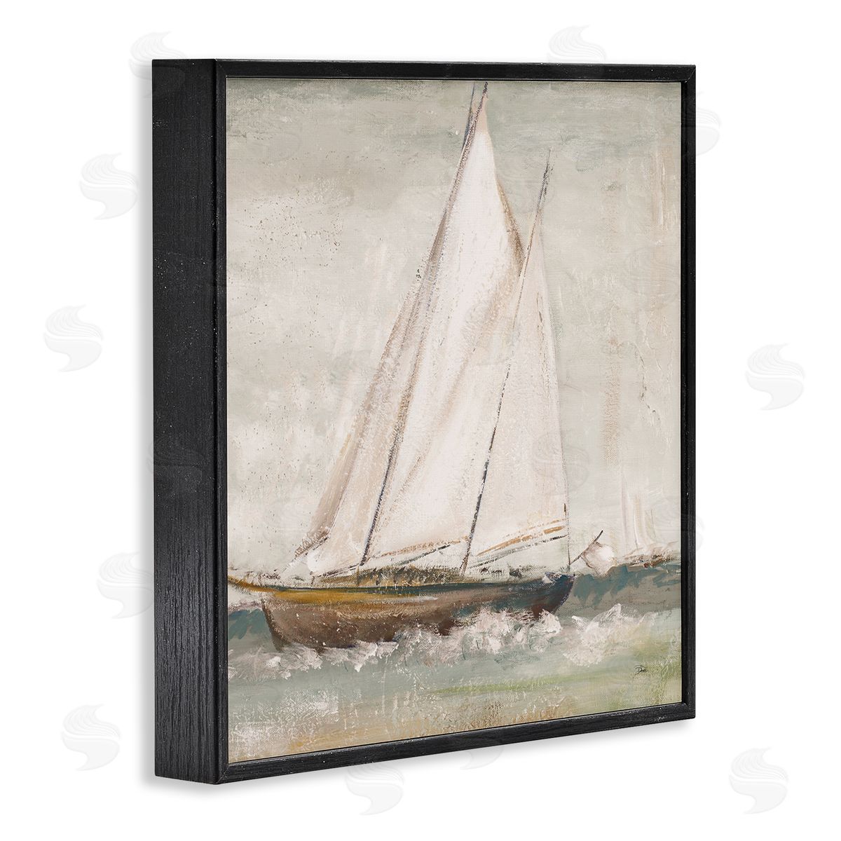 Traditional Sailboat at Sea Black Frame Print Wall Art, Home Decor by Patricia Pinto