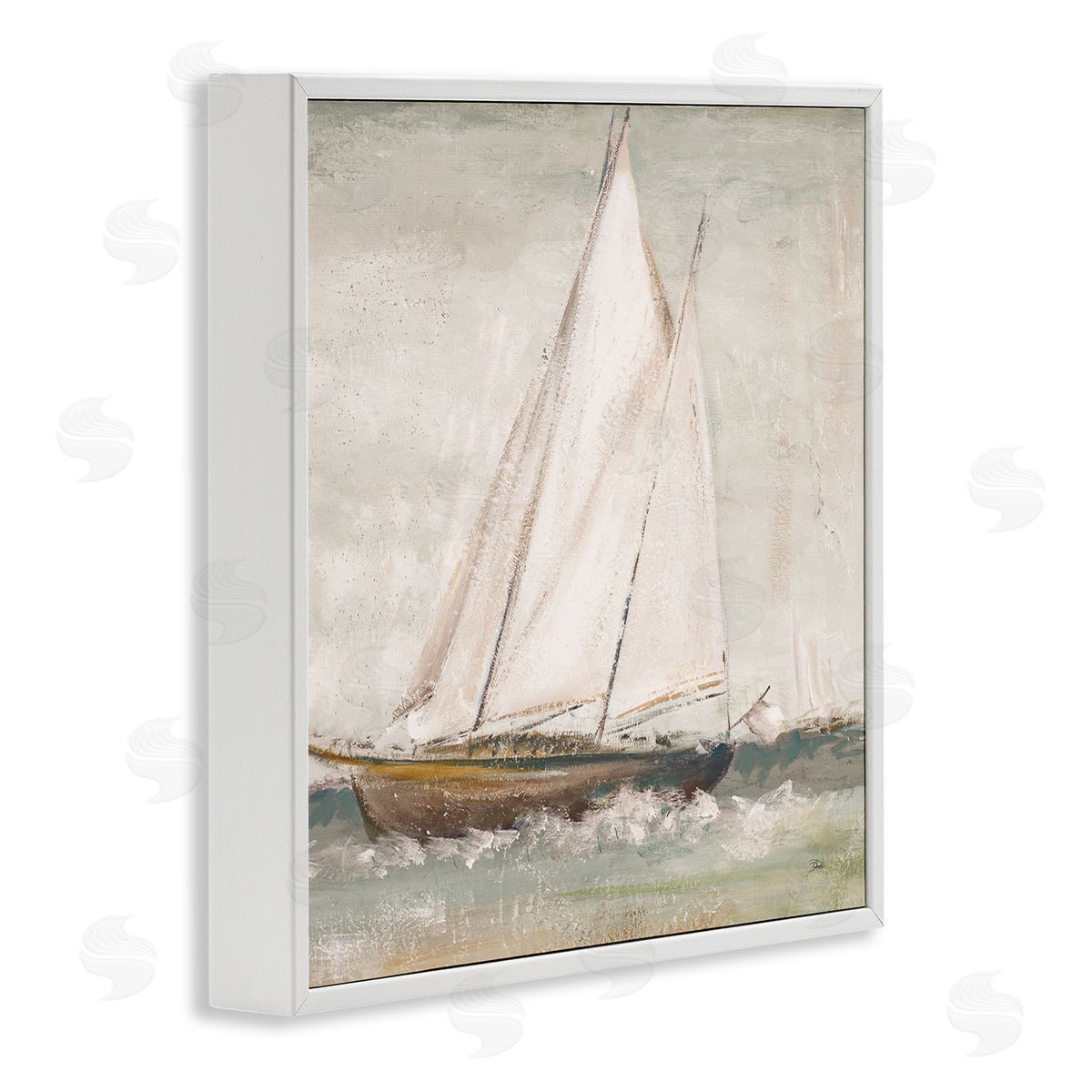 Traditional Sailboat at Sea White Frame Print Wall Art, Home Decor by Patricia Pinto