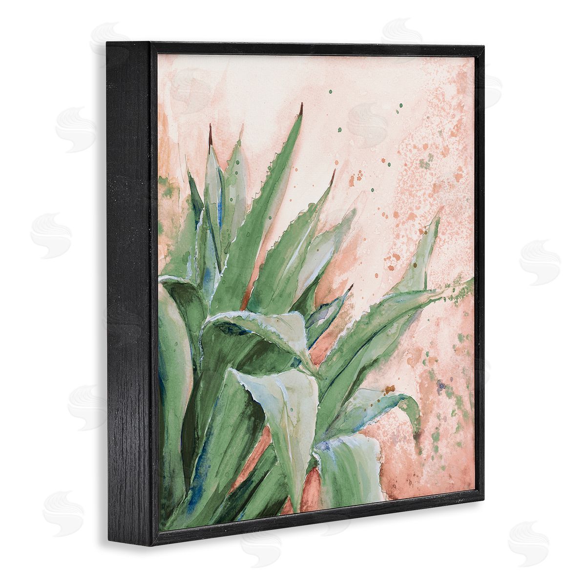 Green Succulent Plant Leaves Black Frame Print Wall Art, Home Decor by Patricia Pinto
