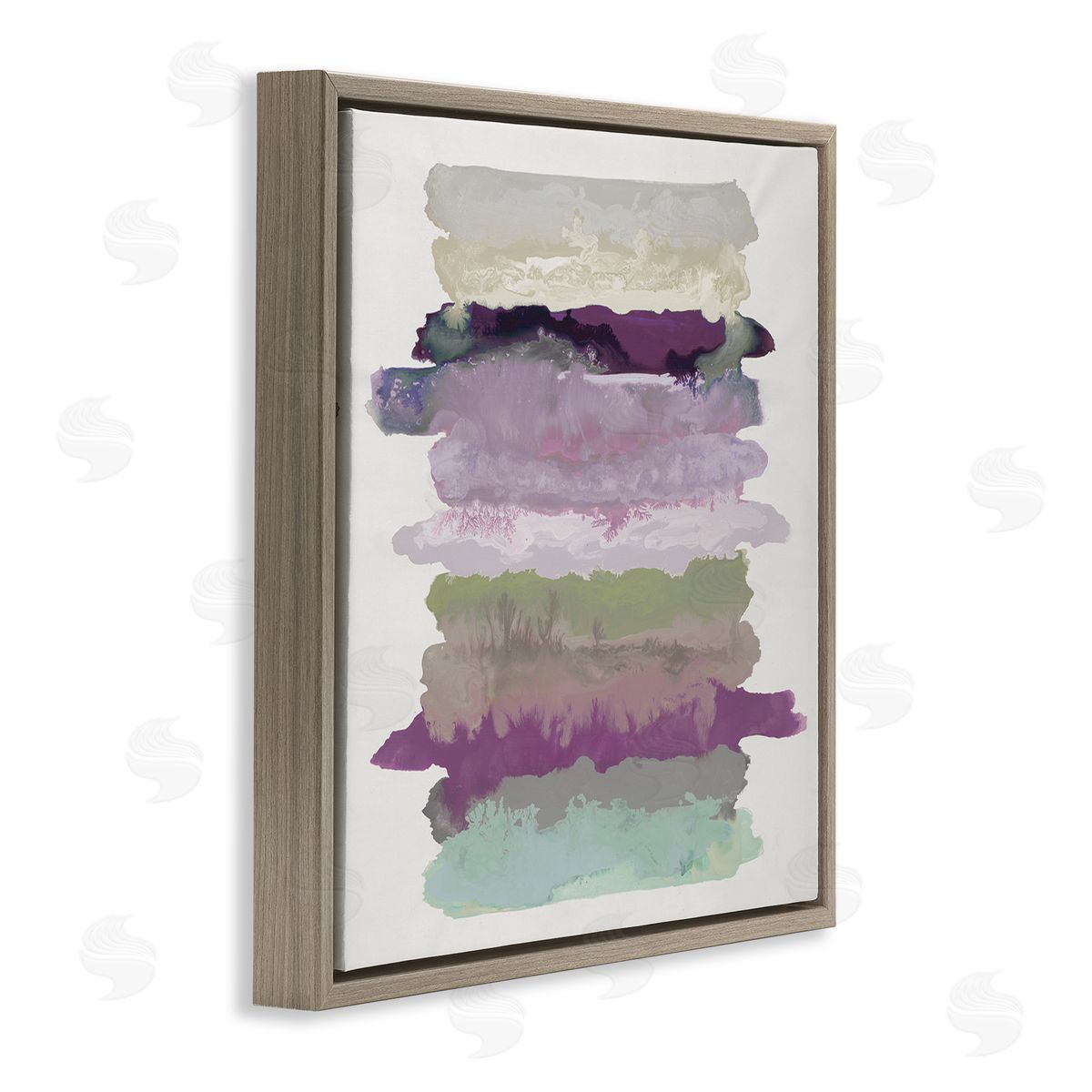 Randy Hibberd Abstract Layered Surreal Shapes Purple Green Tones Brown Floating Frame Canvas Wall Art Print