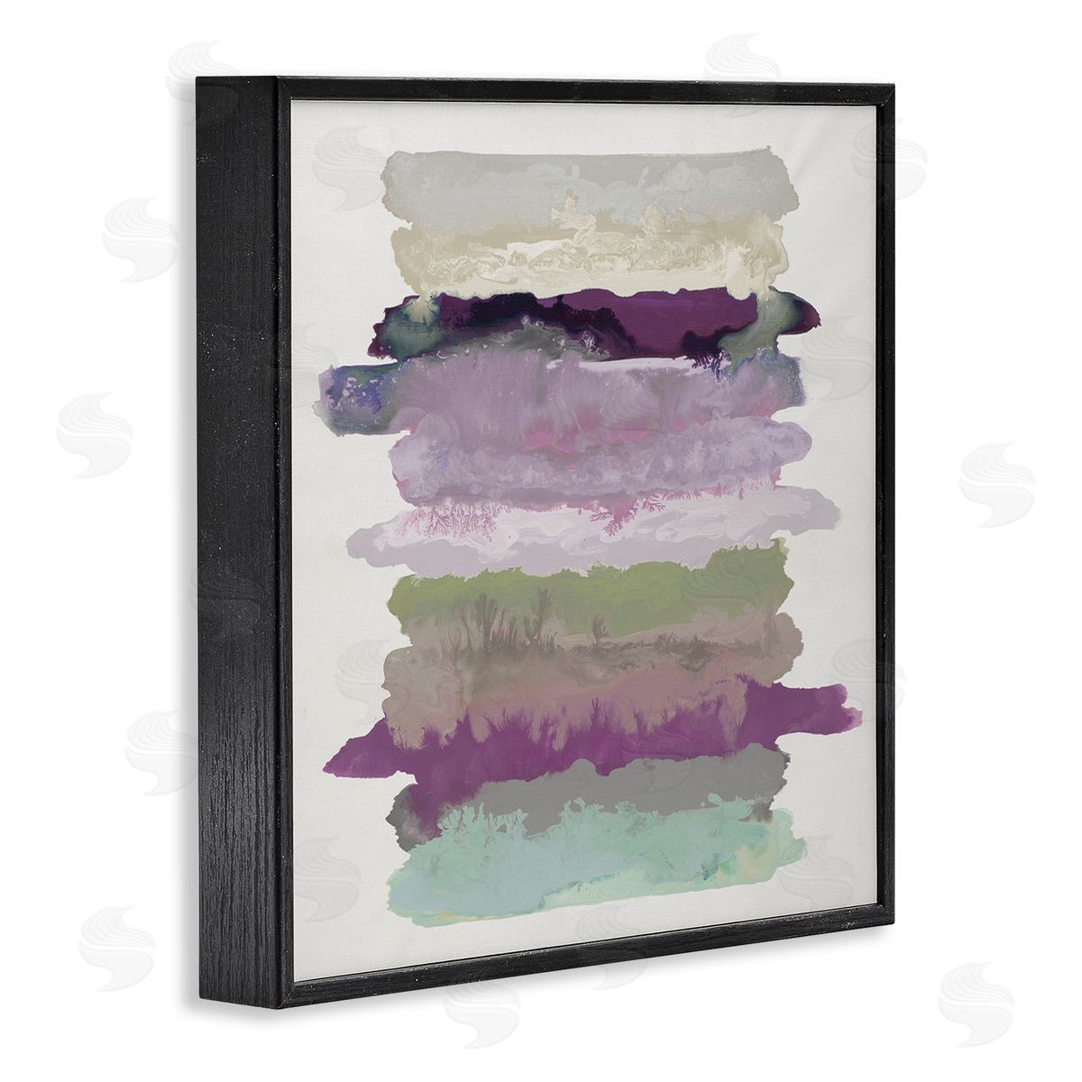 Randy Hibberd Abstract Layered Surreal Shapes Purple Green Tones Black Framed Glicee Wall Art Print