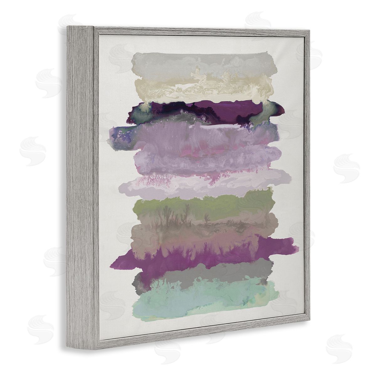 Randy Hibberd Abstract Layered Surreal Shapes Purple Green Tones Gray Framed Glicee Wall Art Print