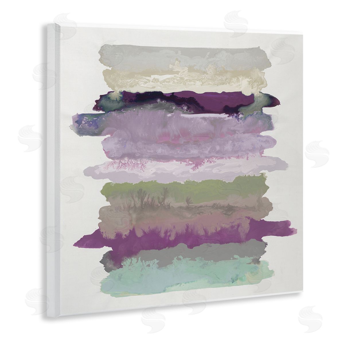 Randy Hibberd Abstract Layered Surreal Shapes Purple Green Tones Wooden Wall Plaque Art Print