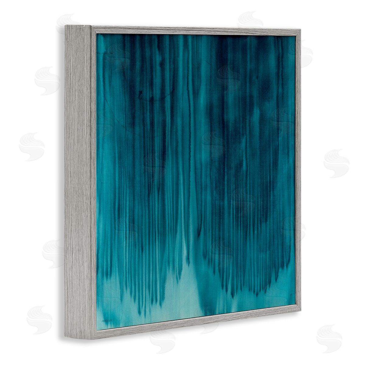 Jeff Iorillo Tranquil Cool Blue Paint Drip Dark Abstraction Gray Framed Glicee Wall Art Print