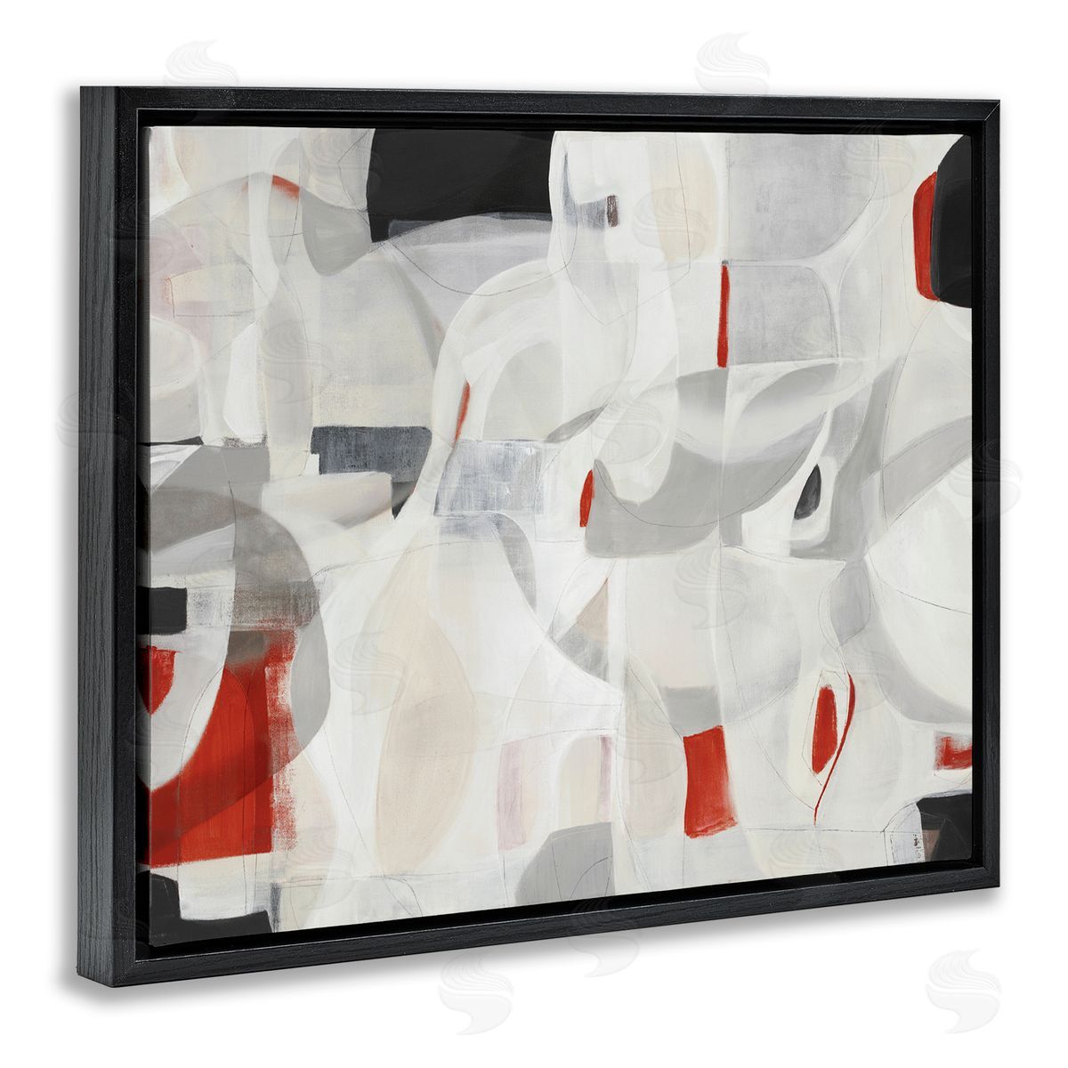 Kippi Leonard Contemporary Abstract White Curves Red Highlights