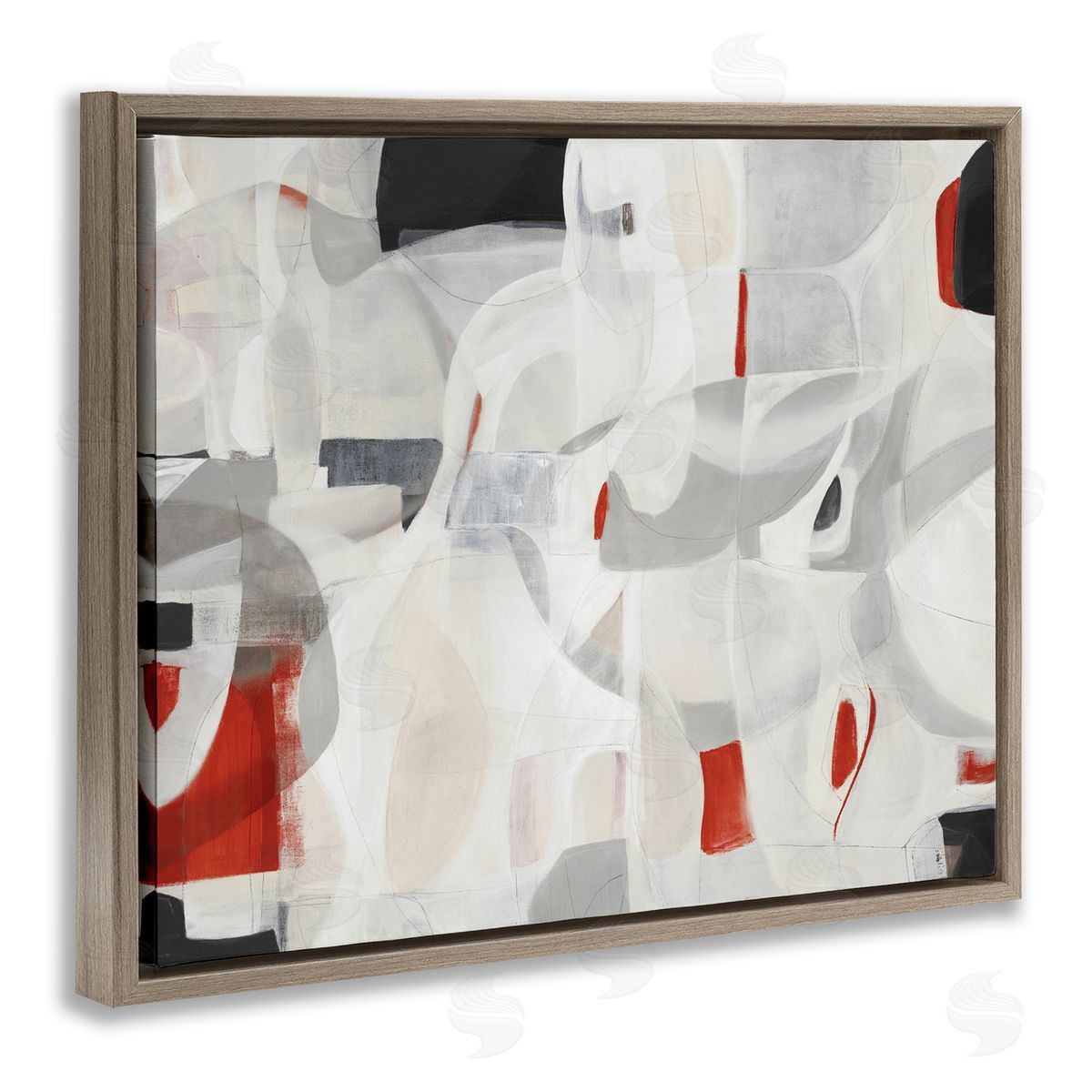 Kippi Leonard Contemporary Abstract White Curves Red Highlights