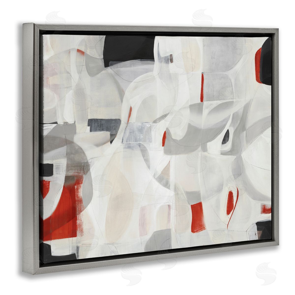 Kippi Leonard Contemporary Abstract White Curves Red Highlights