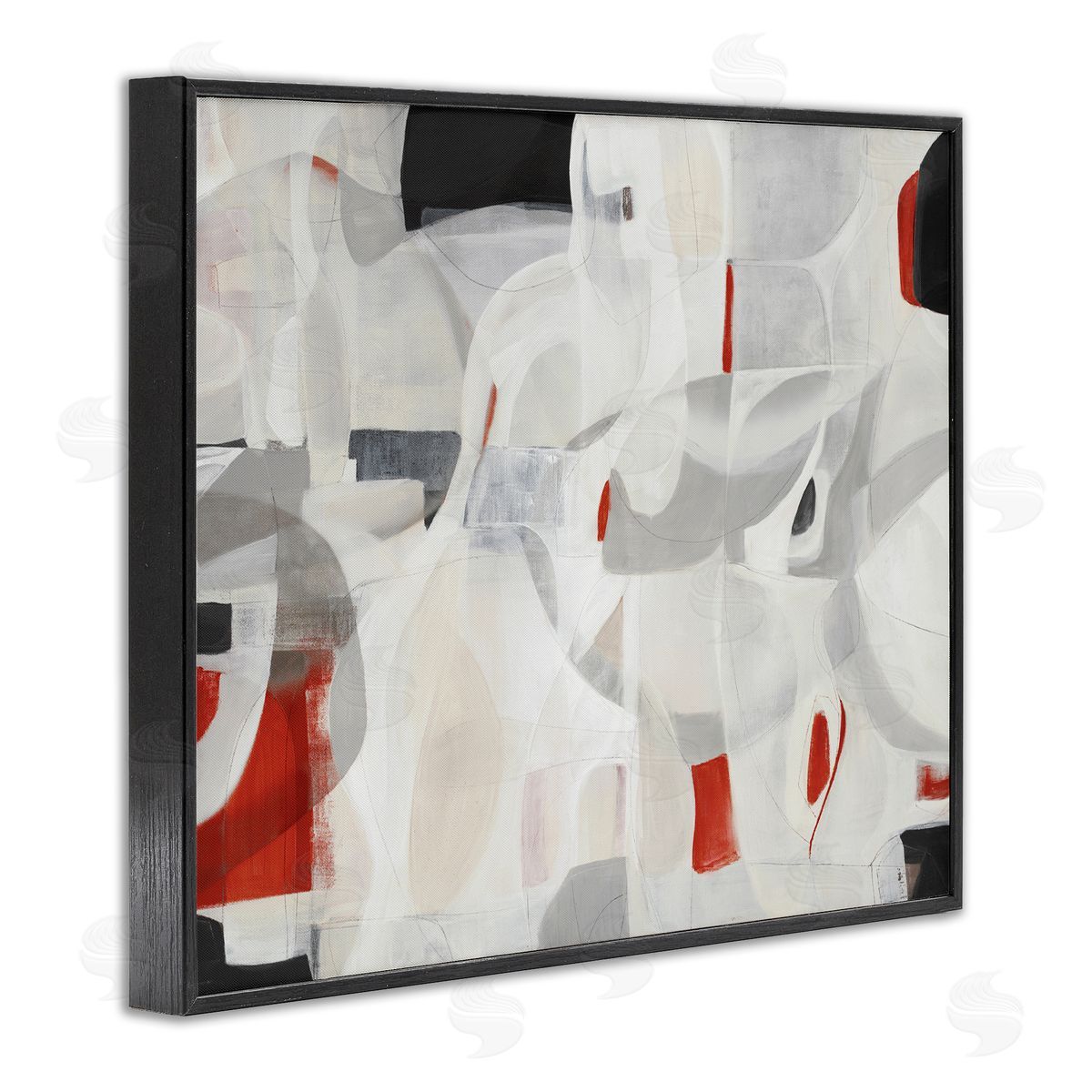 Kippi Leonard Contemporary Abstract White Curves Red Highlights