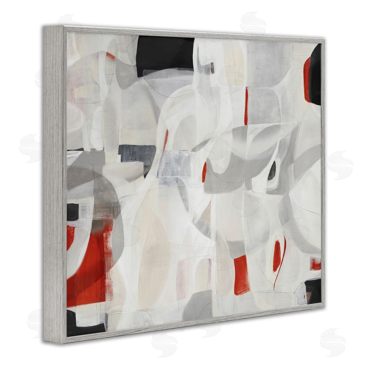 Kippi Leonard Contemporary Abstract White Curves Red Highlights