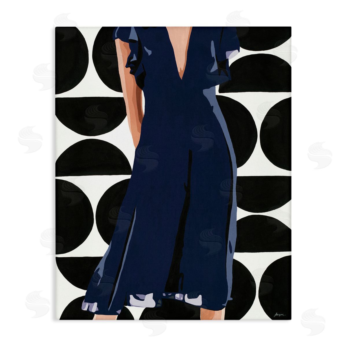Beth Ann Lawson Female Figure Navy Blue Dress Half Circle Pattern