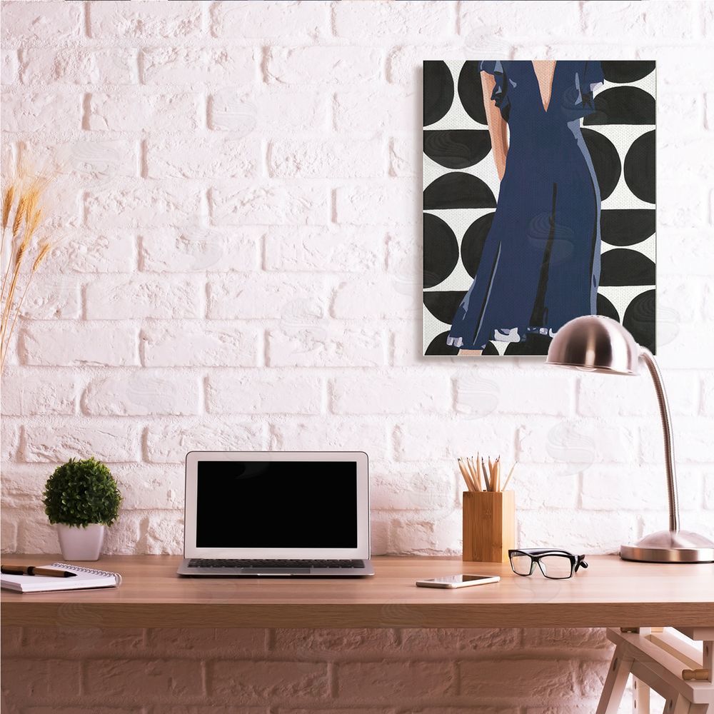 Beth Ann Lawson Female Figure Navy Blue Dress Half Circle Pattern