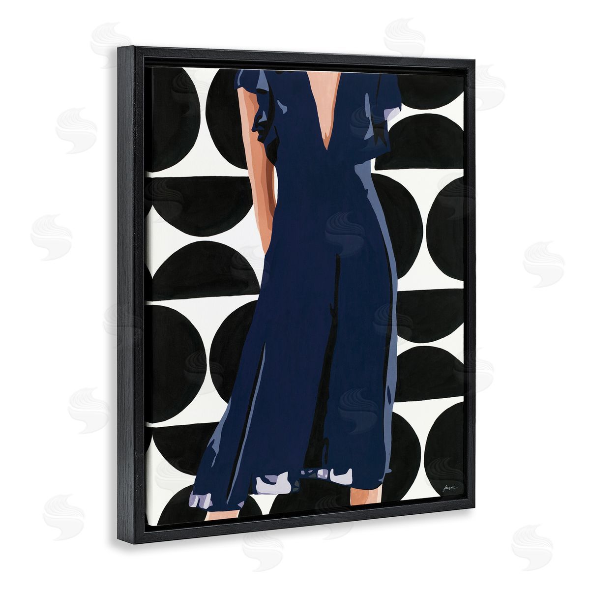 Beth Ann Lawson Female Figure Navy Blue Dress Half Circle Pattern
