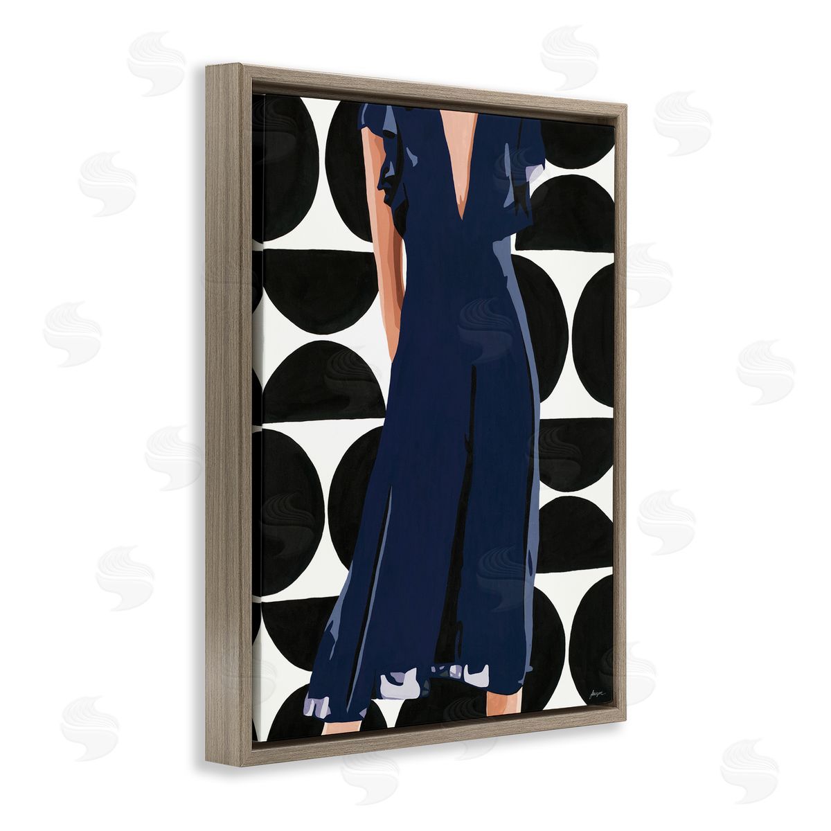 Beth Ann Lawson Female Figure Navy Blue Dress Half Circle Pattern