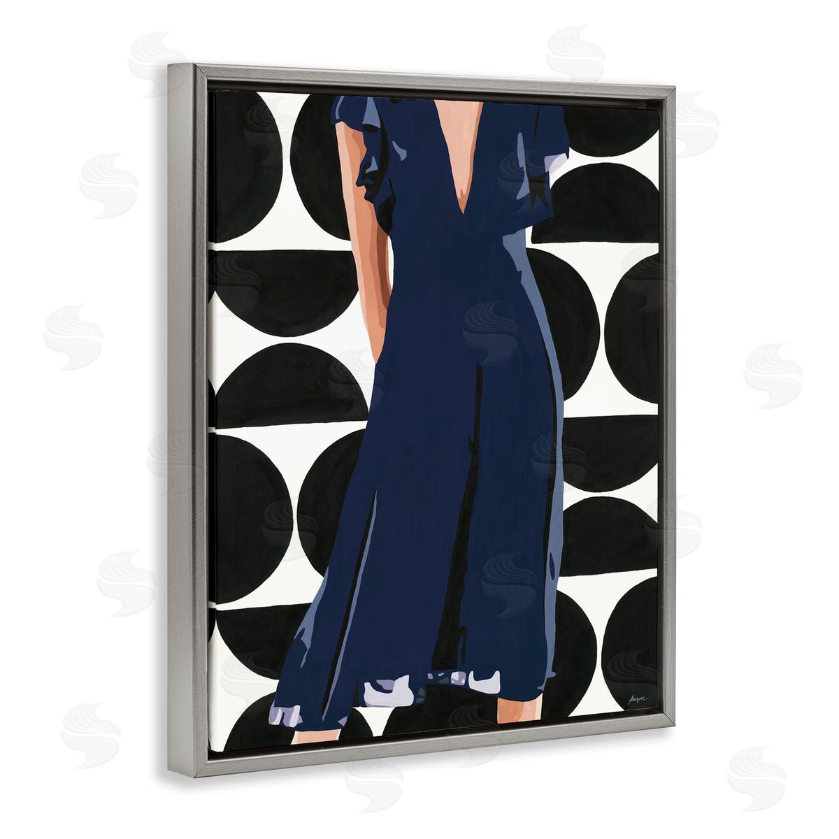 Beth Ann Lawson Female Figure Navy Blue Dress Half Circle Pattern
