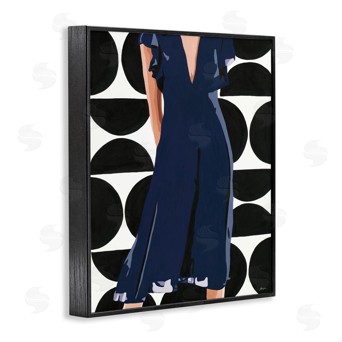 Beth Ann Lawson Female Figure Navy Blue Dress Half Circle Pattern