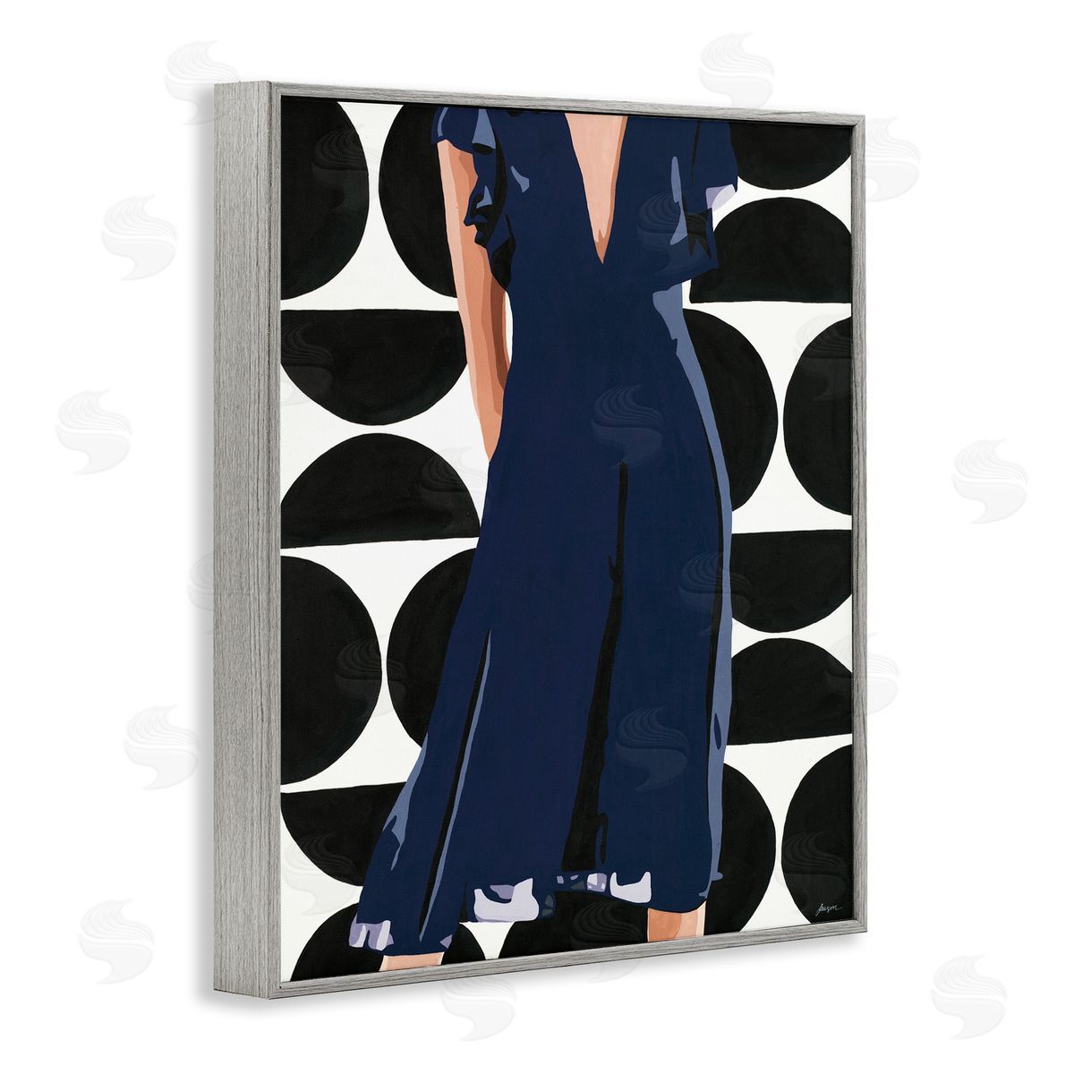 Beth Ann Lawson Female Figure Navy Blue Dress Half Circle Pattern