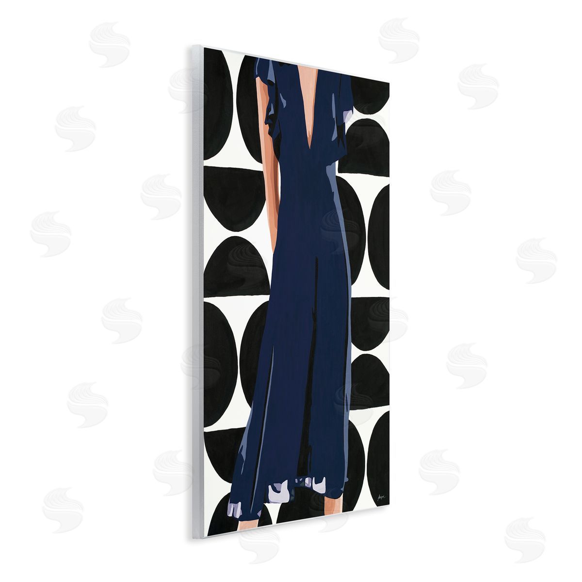 Beth Ann Lawson Female Figure Navy Blue Dress Half Circle Pattern