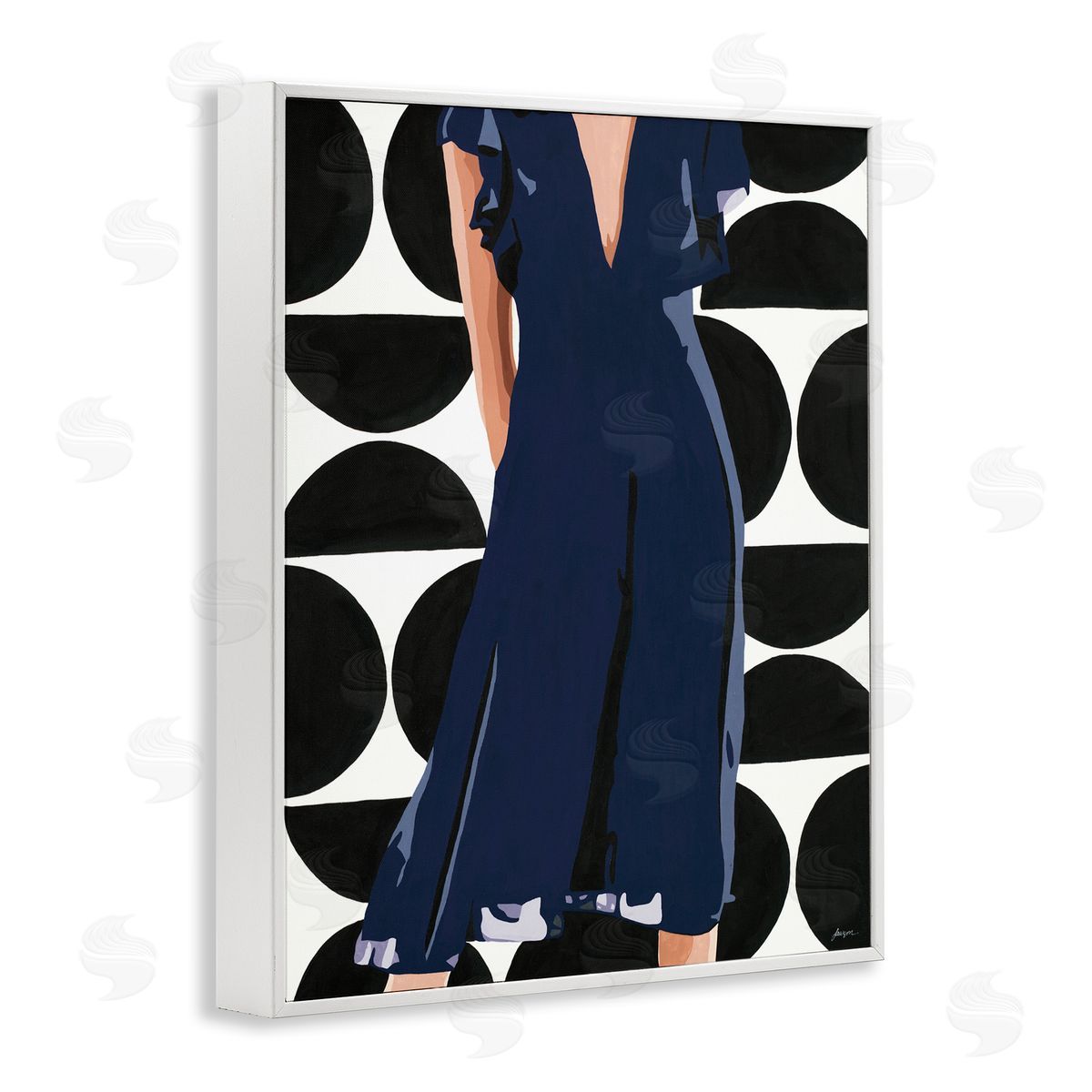 Beth Ann Lawson Female Figure Navy Blue Dress Half Circle Pattern