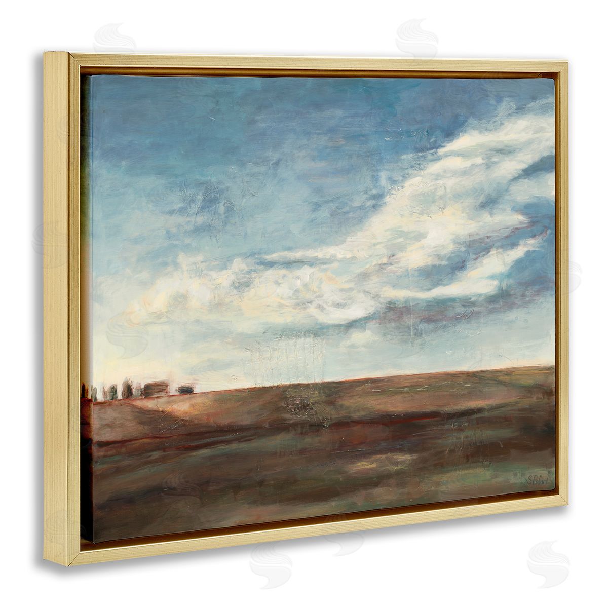 Stacey Pollard Cloudy Country Landscape Distant Town Earth Tones