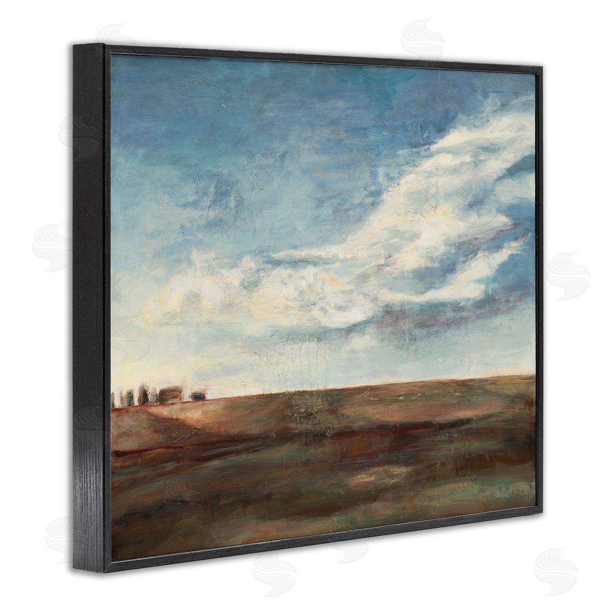 Stacey Pollard Cloudy Country Landscape Distant Town Earth Tones