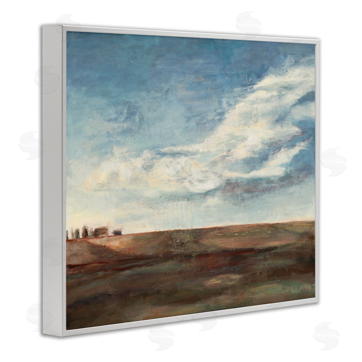 Stacey Pollard Cloudy Country Landscape Distant Town Earth Tones